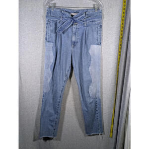 Upcycled Jeans Womens 27‎ Patches Unique Reconstructed Casual Boho Eclectic